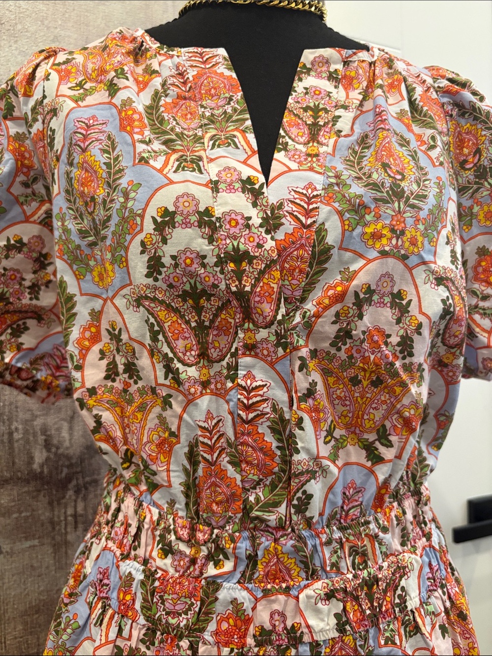 Anthropologie Floral Paisley Maxi Dress in Pink & Orange 100% Cotton - Picture 2 of 7
